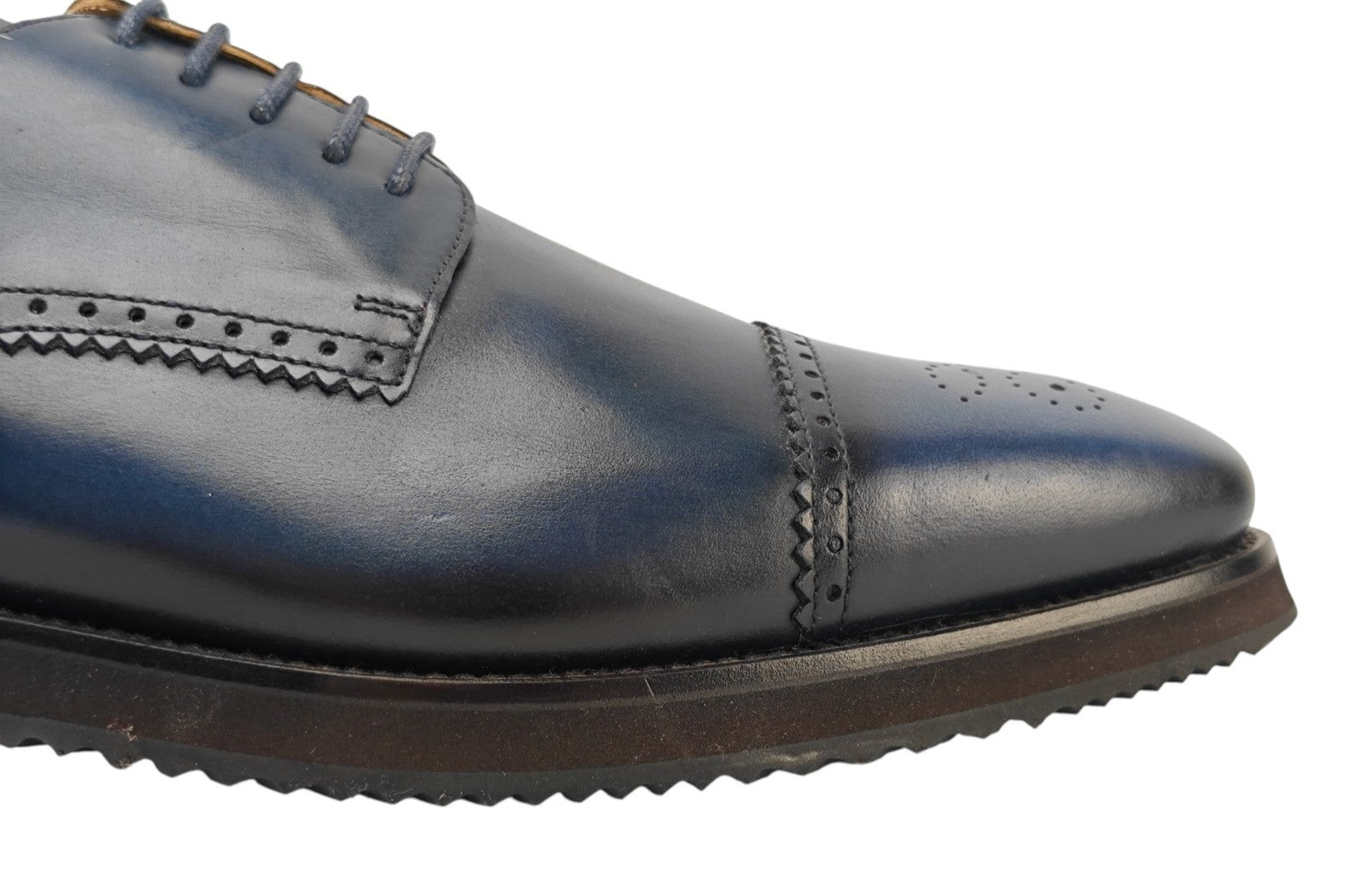 1200$ TESTONI "Bolgheri" Derby Shoes Blue Antique Calf 8.5 UK / 9.5 US / 42.5 IT