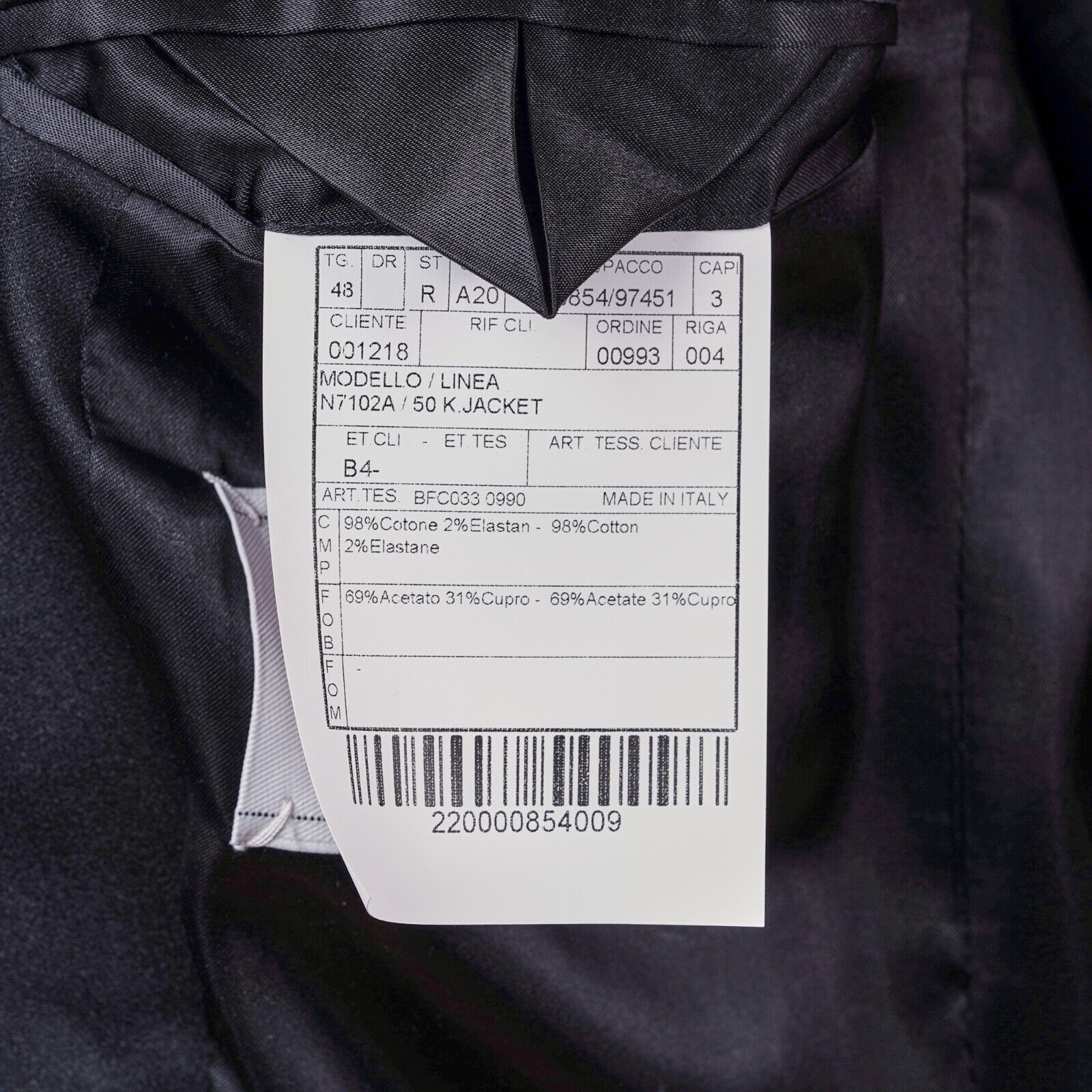 1850$ Luxury BOGLIOLI MILANO Jacket Tuxedo Black Velvet Cotton Made in Italy