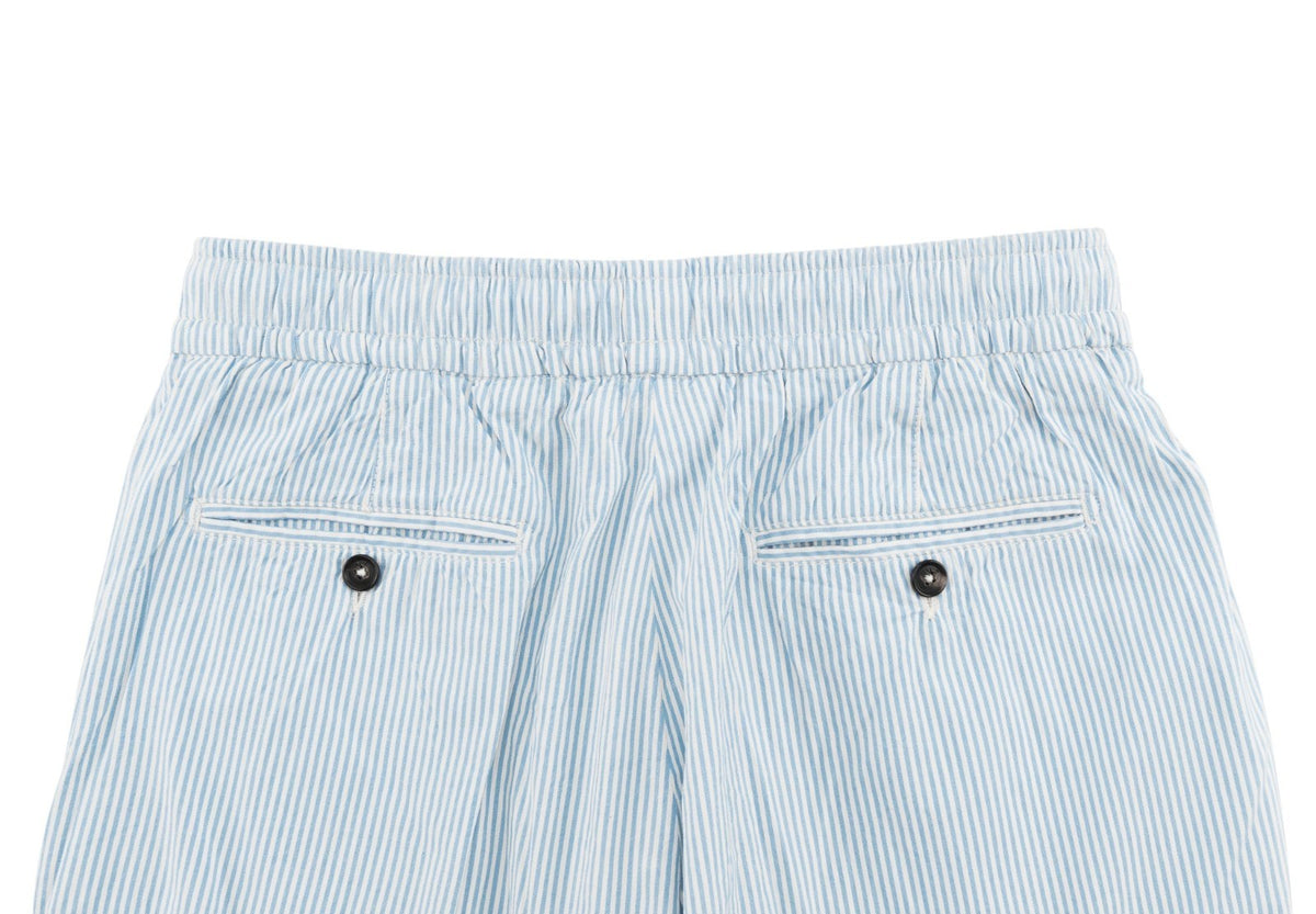 1450$ ISAIA Light Blue Striped Drawstring Pant Cotton-Silk Relaxed 32 US / 48 EU