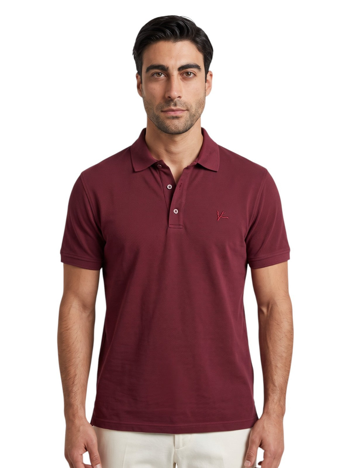 575$ ISAIA NAPOLI Garment Dyed Cotton Piquet Short Sleeve Polo Burgundy Size L