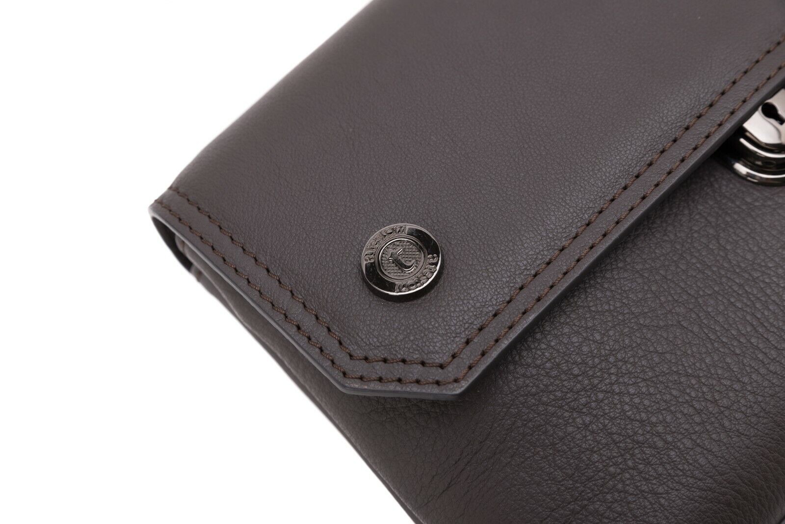 $390 Testoni Bologna Brown Easy Calf Hand Clutch Bag Padlock with Keys