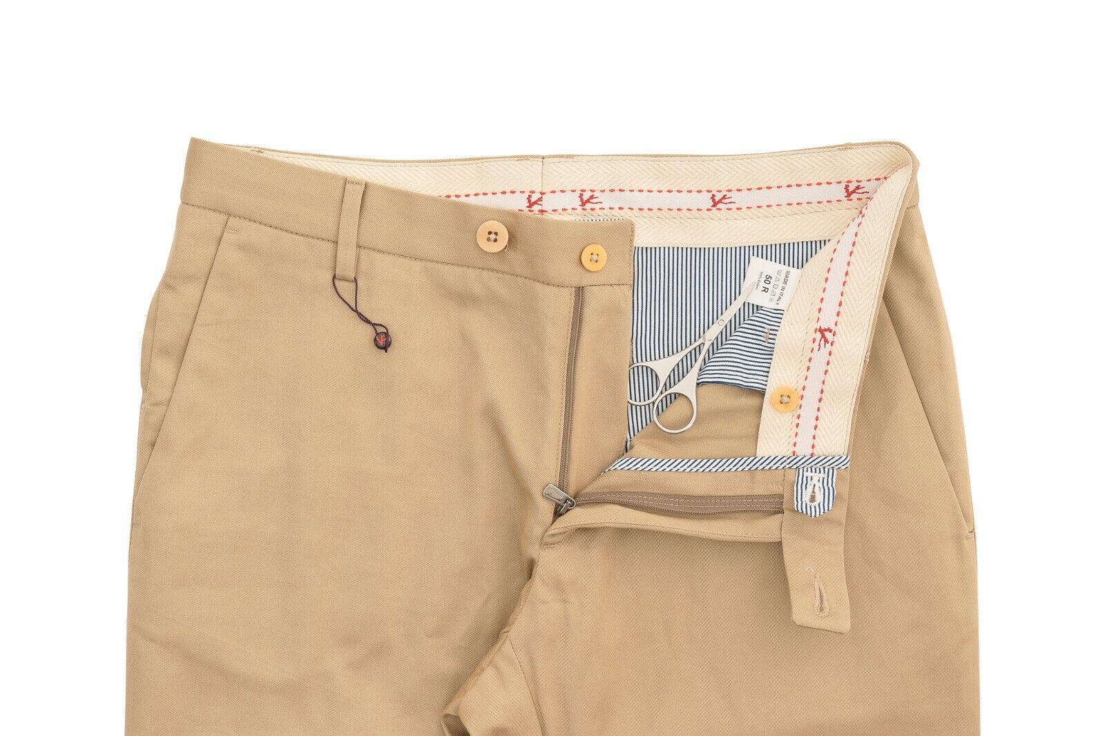990$ ISAIA NAPOLI Sand Trousers Casual Pant Lux Cotton 34 US / 50 EU Regular