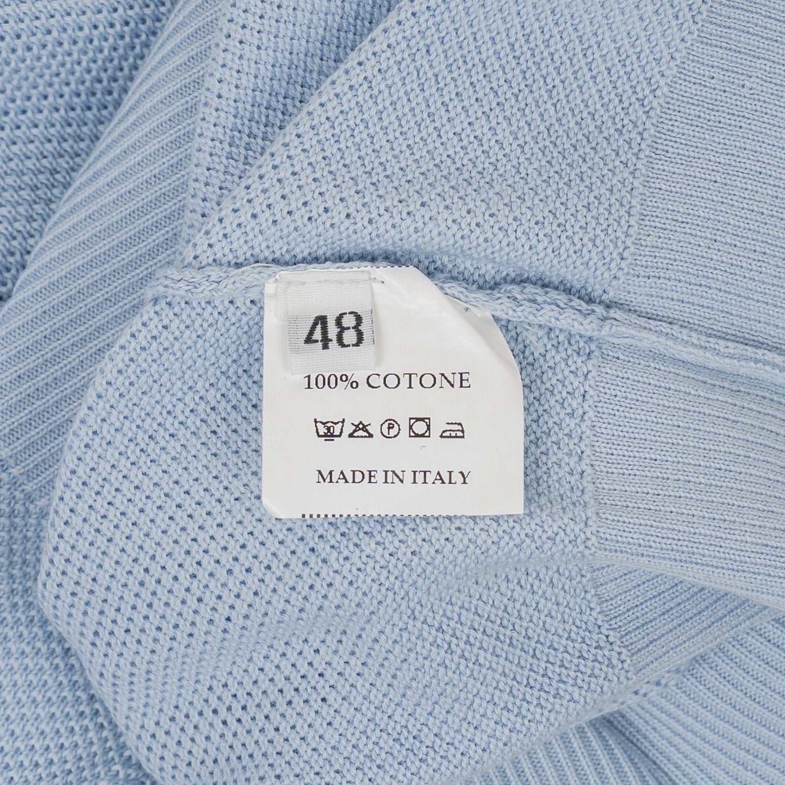 420$ RUBINACCI NAPOLI Light Blue Sweater V-Neck Knit Cotton