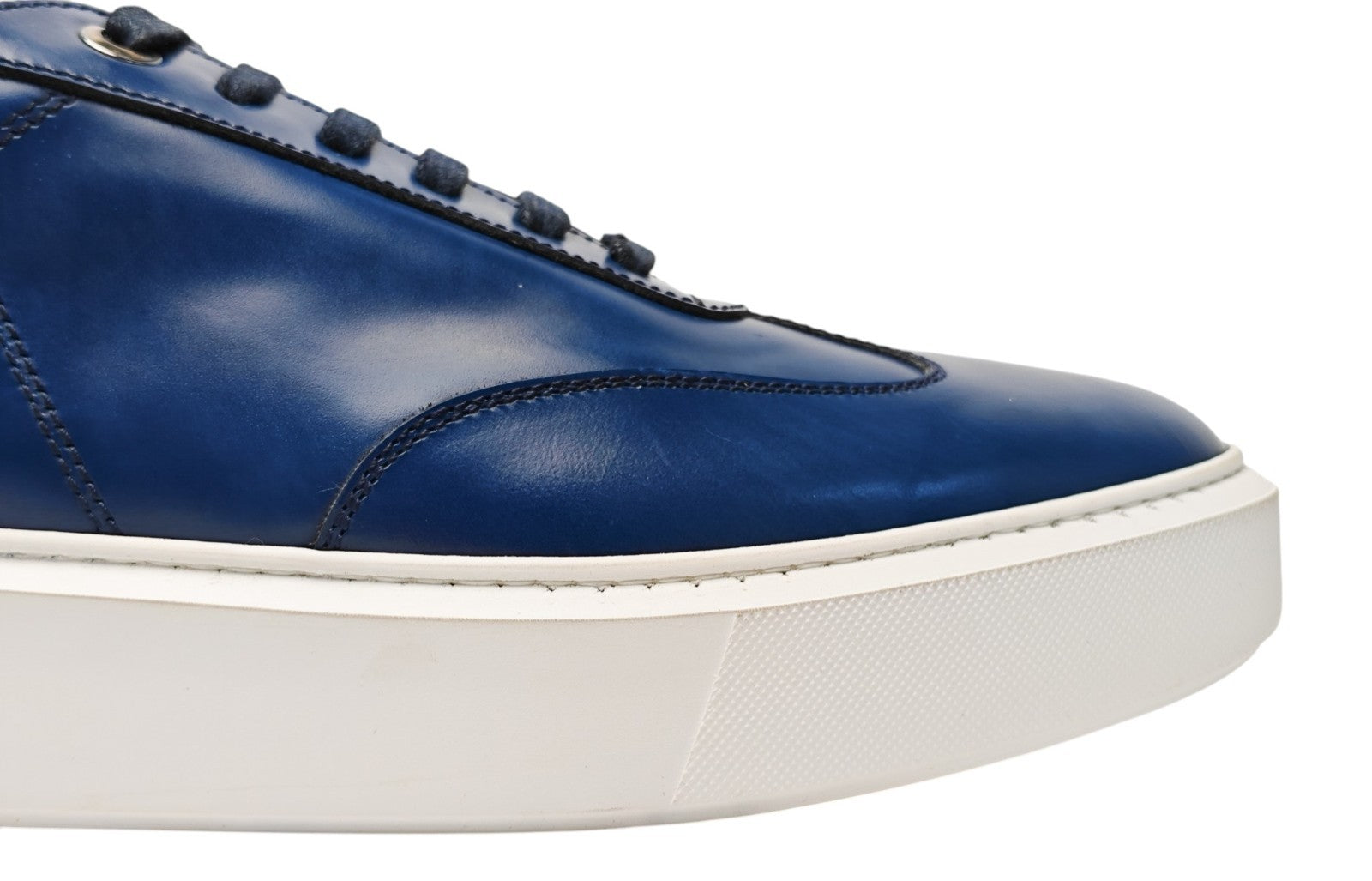 950$ TESTONI "Paestum" Blue Sneaker Burnishe Calf 10.5 UK / 11.5 US / 44.5 IT