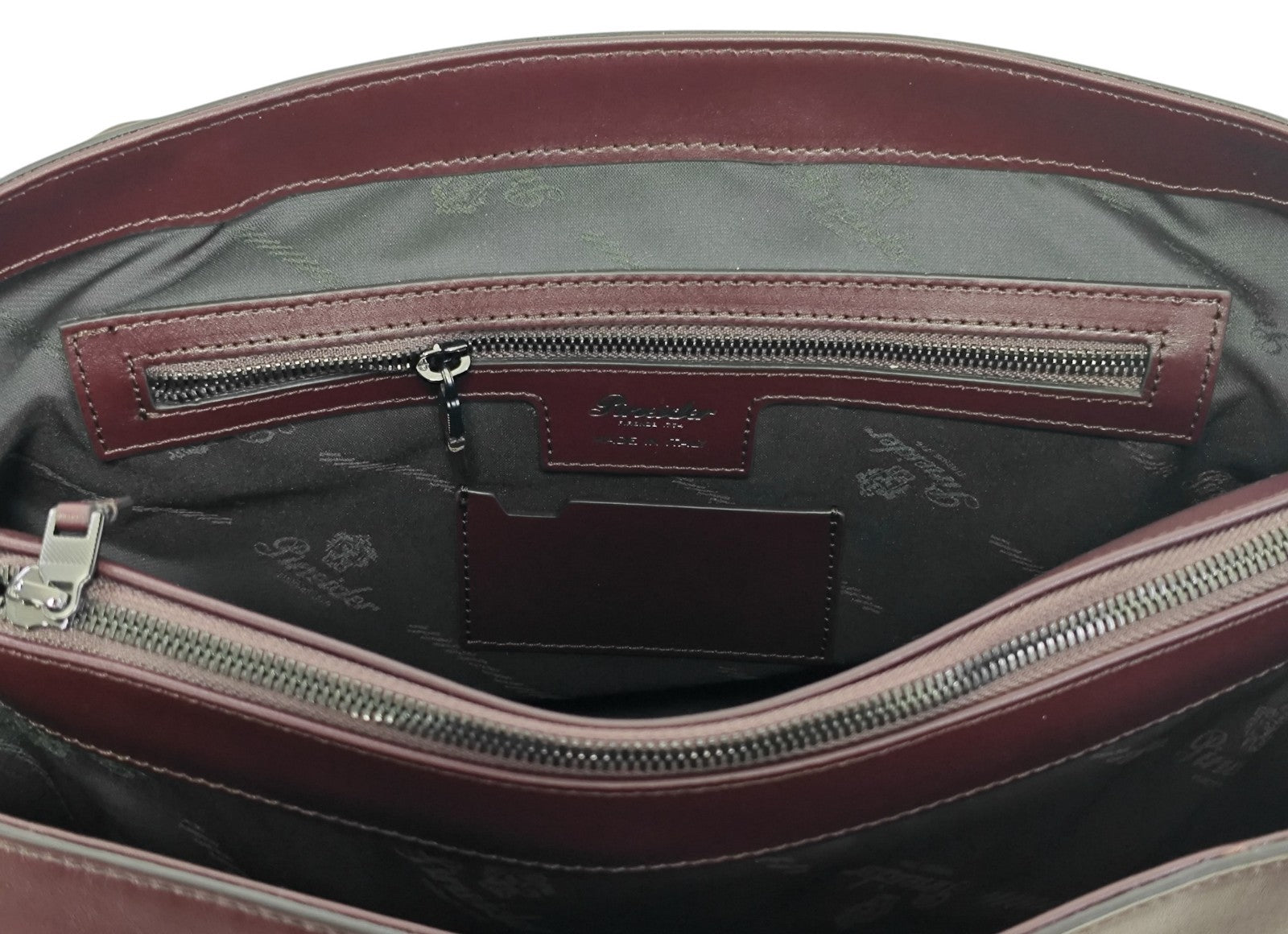 1240$ PINEIDER FIRENZE "Metro Smooth" Calf Briefcase Work Doctor Bag Burgundy