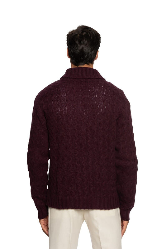 $1400 FEDELI CASHMERE Burgundy Cable-Knit Sweater 100% Cashmere 40 US / 50 EU