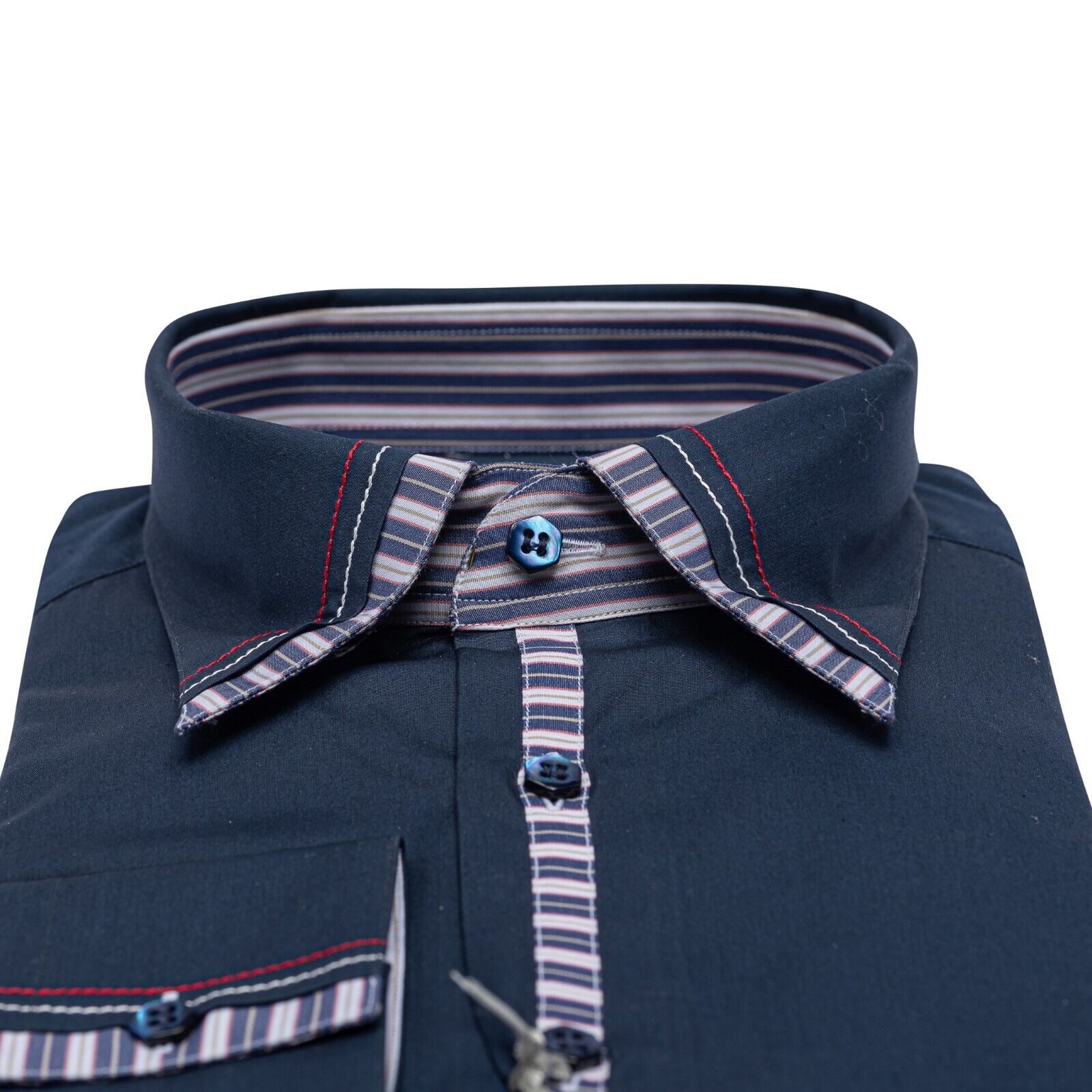 690$ LUXURY GERLIN Shirt Blue SUPRALUX ALUMO Cotton 16 - 41 5R BIJAN