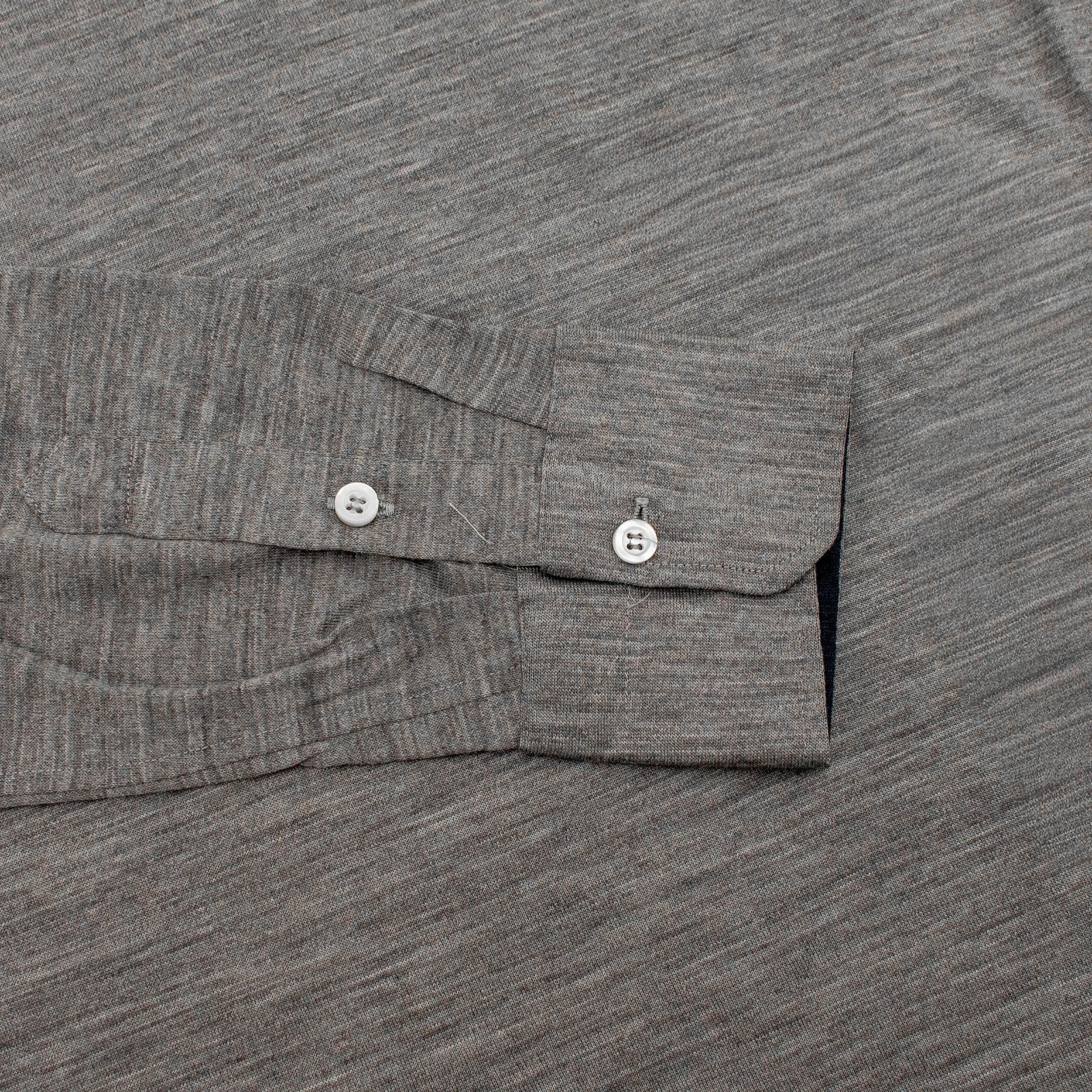 1075$ ISAIA NAPOLI Grey Sweater T- Shirt Long Sleeve Fine Wool Jersey Size M