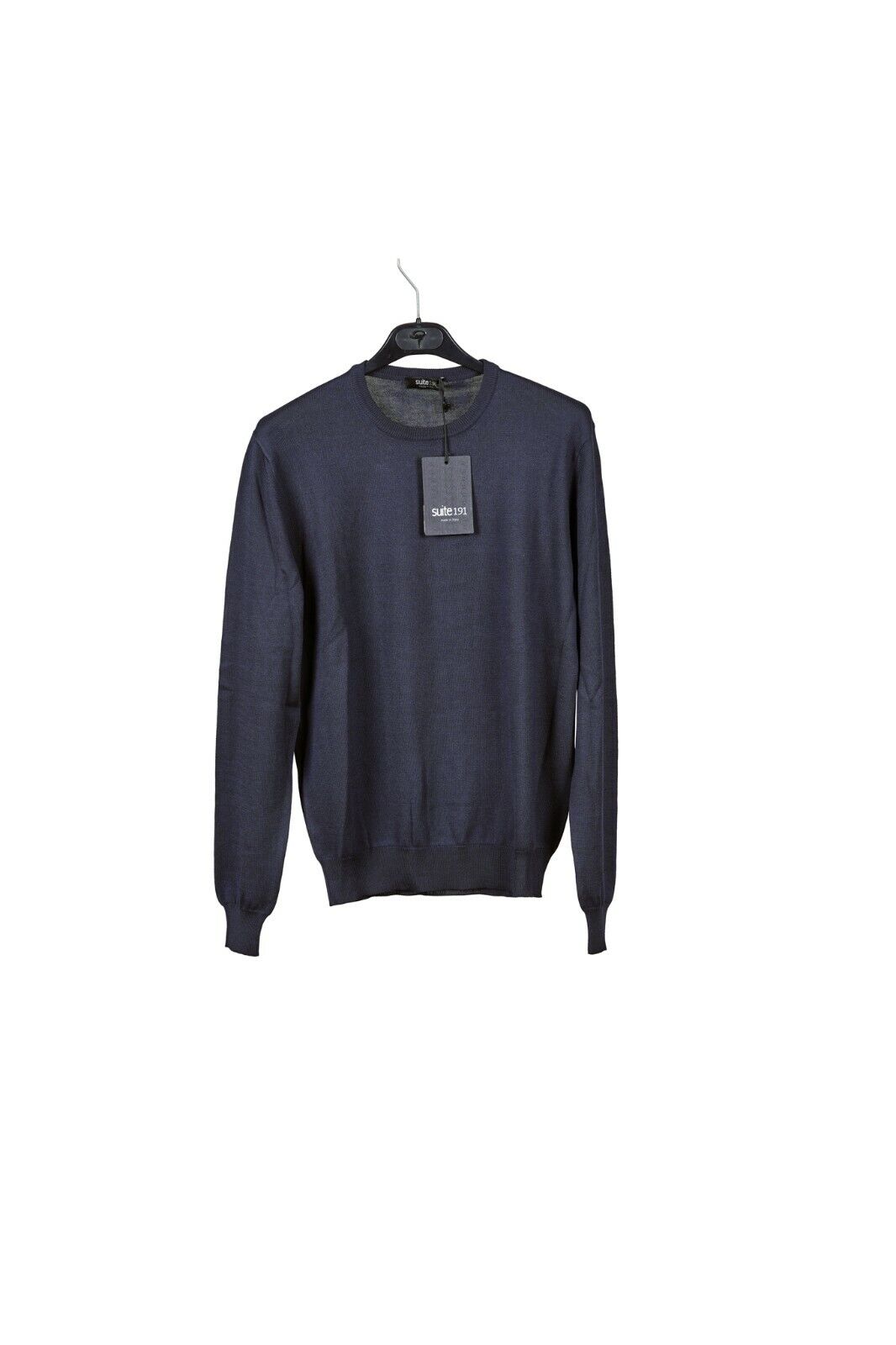 240$ Italian Luxury SUITE 191 Sweater Blue Navy Knit Cotton Long Sleeve