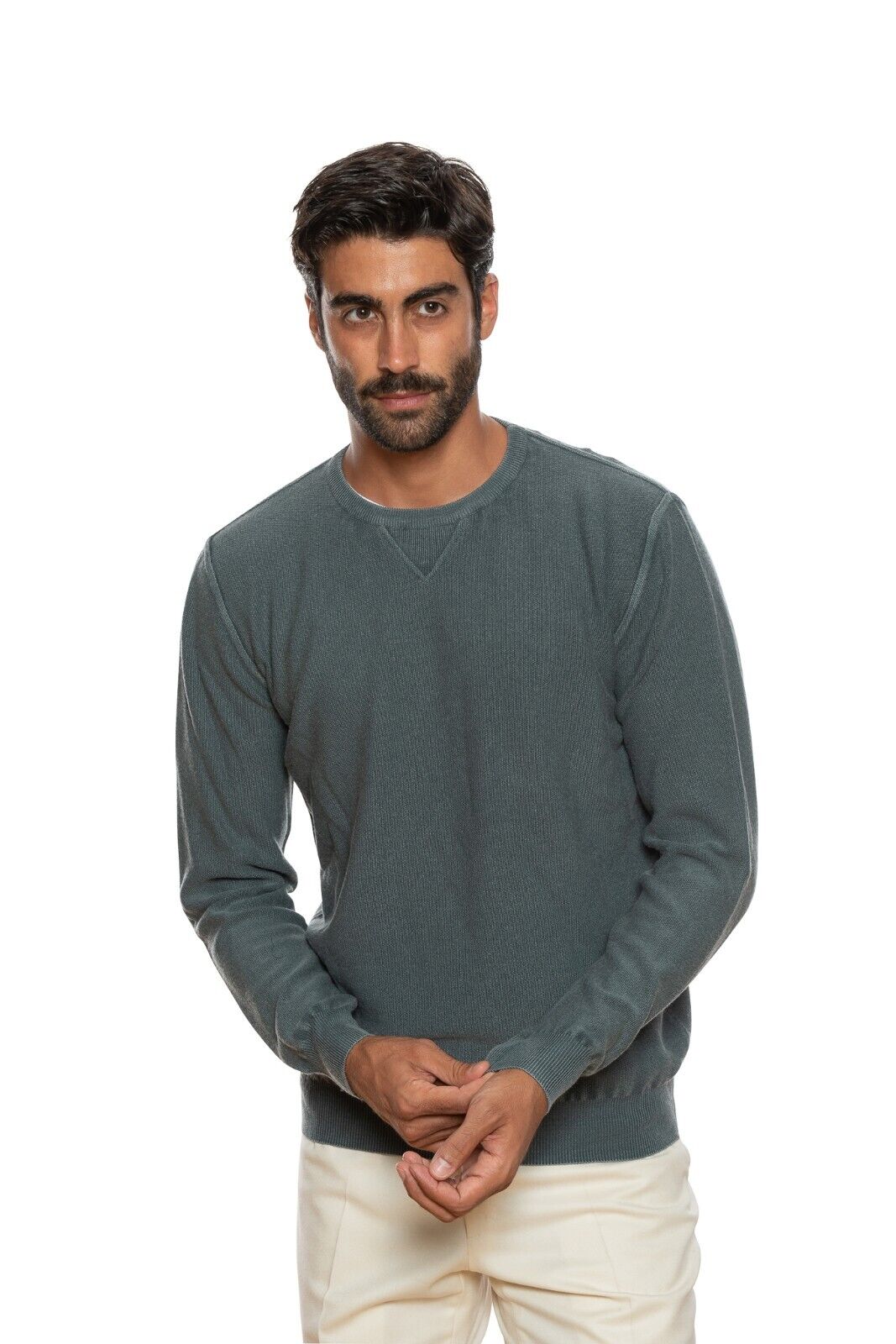 390$ DELLA CIANA CASHMERE Sweater Sweatshirt Merinos Wool Green Off 40 US 50 EU
