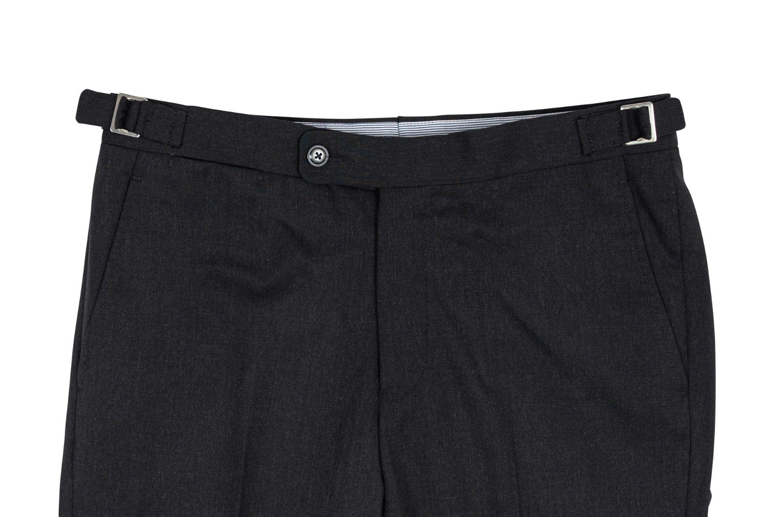 670$ RUBINACCI NAPOLI Charcoal Worsted Wool Dress Pant Handmade in Napoli