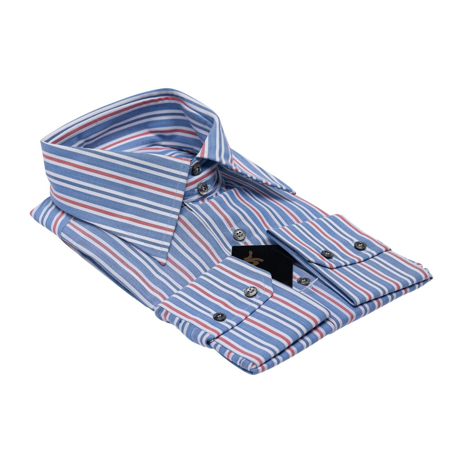 690$ LUXURY GERLIN Shirt Striped Blue / Red Cotton 16 - 41 - 2I BIJAN