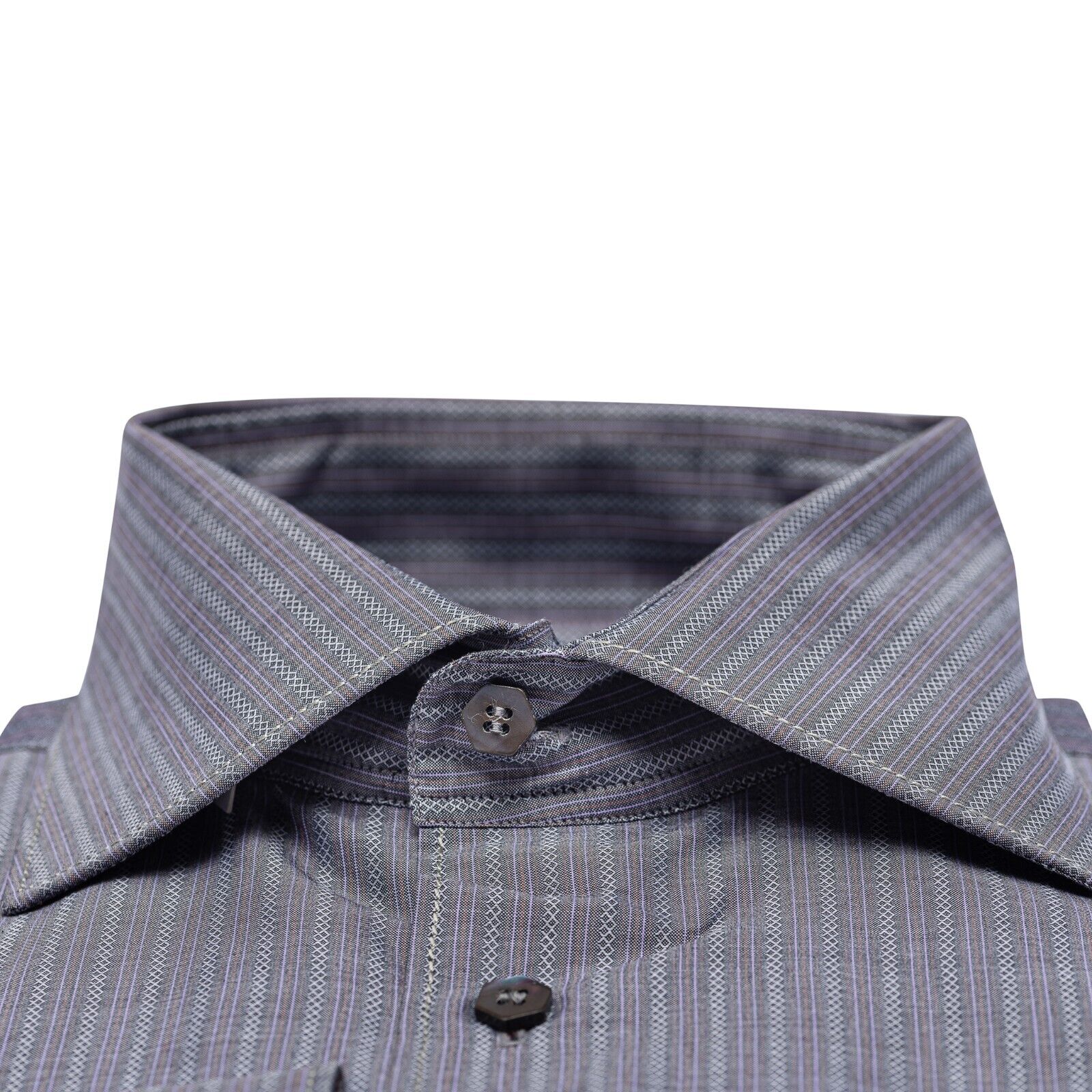 690$ ITALIAN LUXURY GERLIN Shirt Gray Striped Cotton 16 - 41 10F BIJAN