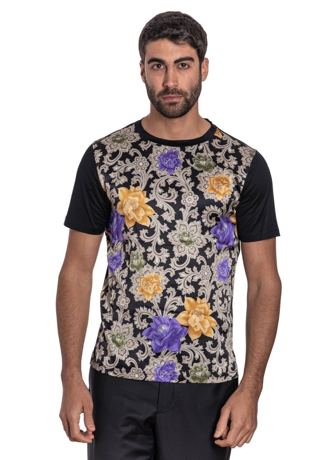 LUXURY 1100$ GERLIN T-Shirt Floral Silk / Cotton Lisle Size M BIJAN