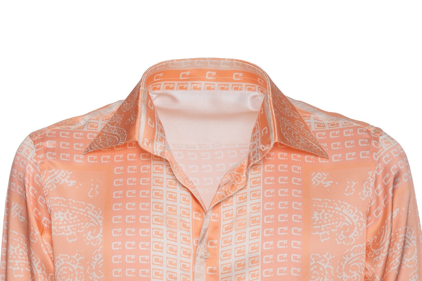 1900$ ITALIAN LUXURY FABIO CAVIGLIA Shirt Salmon "CF " 100% Silk Size M