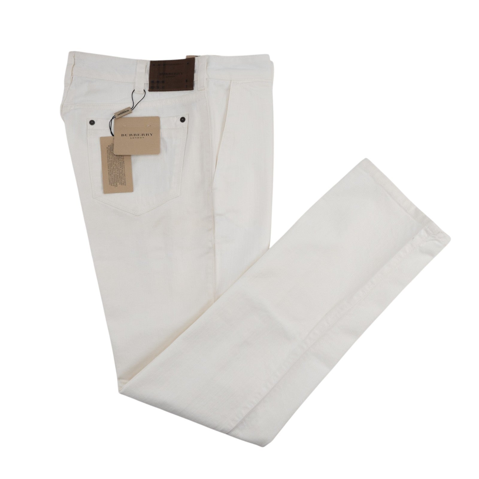 700$ BURBERRY White Pant 5 Pocket Denim Cotton Straight 36 US / 52 EU