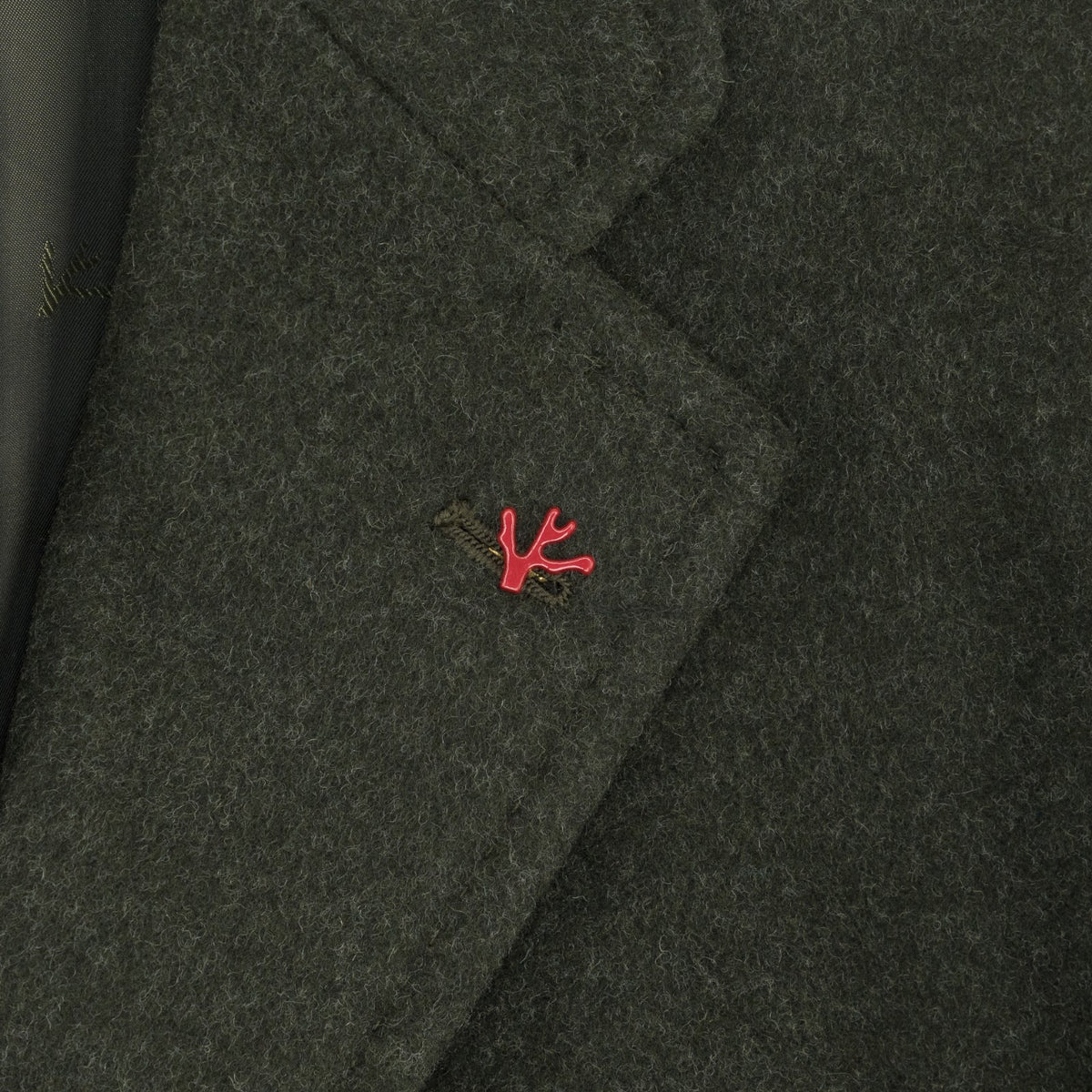 $7100 ISAIA NAPOLI Dark Green Overcoat Flannel Wool 36 US / 46 EU