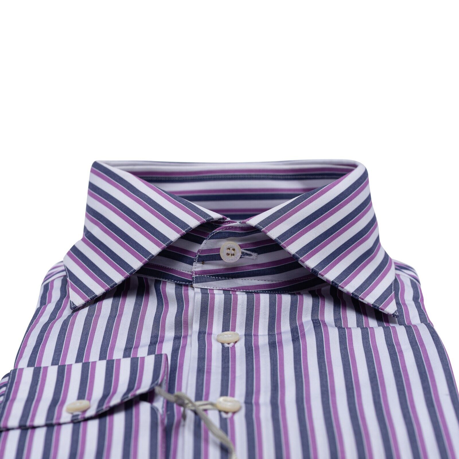 690$ LUXURY GERLIN Shirt Purple Striped Cotton 16 - 41 - 1N BIJAN