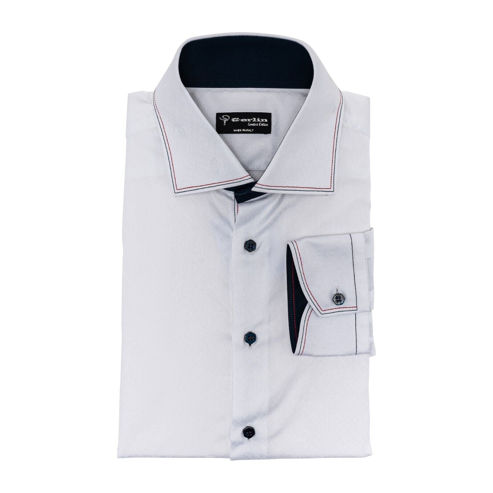 890$ LUXURY GERLIN Shirt White ALUMO Jacquard Cotton 16 - 41 7N BIJAN