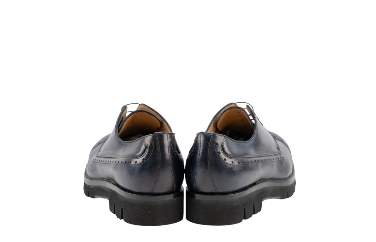 1200$ TESTONI "Udine" Derby Shoes P.Rapid Top Calf Navy 8 UK / 9 US / 42 IT