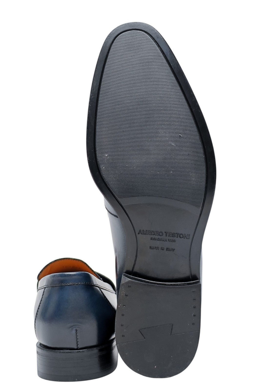 1250$ TESTONI "Salerno" Loafer Shoes Burnished Calf Blue 8 UK / 9 US / 42 IT
