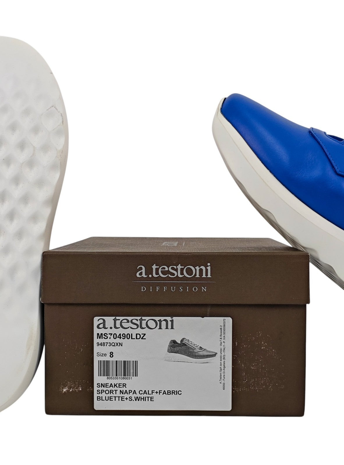 800$ TESTONI Blue Sport Nappa Calf Leather Sneakers Shoes UK 8 / US 9 / IT 42