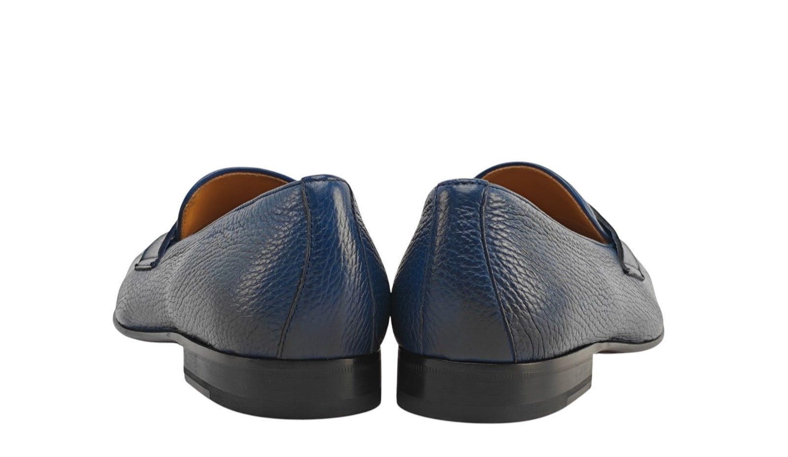 1300$ TESTONI "Pompei" Penny Loafer BOLOGNESE Deerskin Blue 8 UK / 9 US / 42 IT