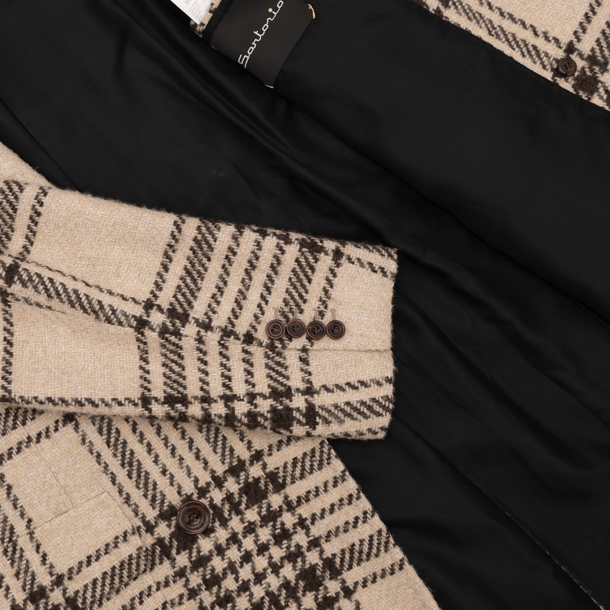 $3150 SARTORIO by KITON Beige Overcoat Alpaca / Wool Plaid 40 US / 50 EU