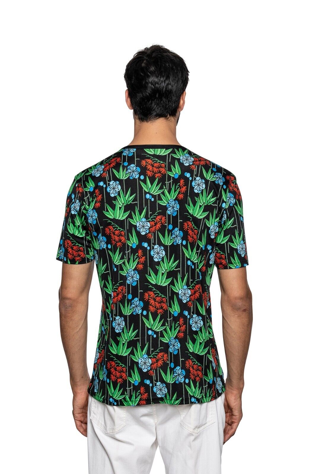 750$ ITALO FERRETTI T-Shirt "FLORAL" 100% Silk STRETCH Size 40 US / 50 EU ZILLI