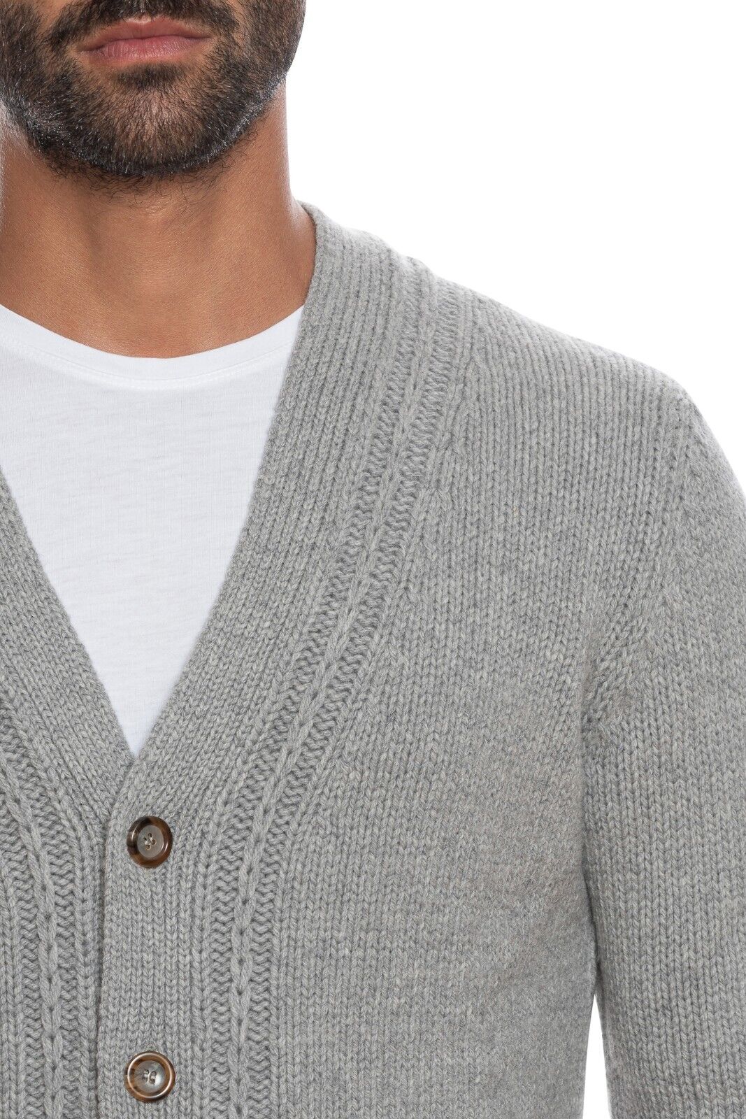 850$ DELLA CIANA CASHMERE Cardigan Thick Gray Wool Merinos Superior / Cashmere