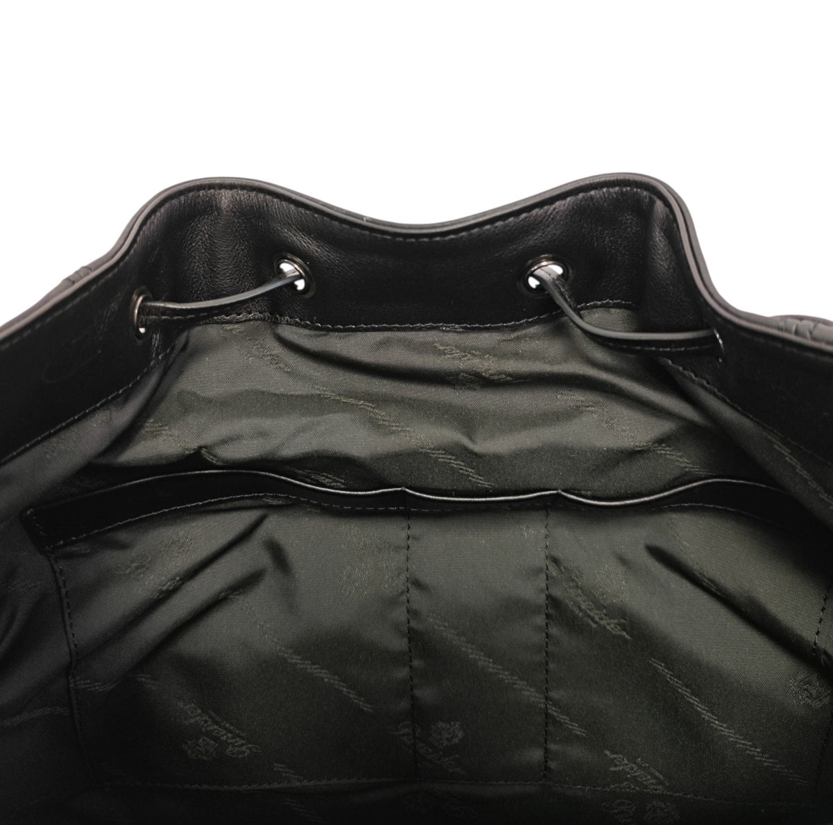 1990$ PINEIDER BOTTOLATO Grain Calf Multiple Backpack Travel Weekender Black XL