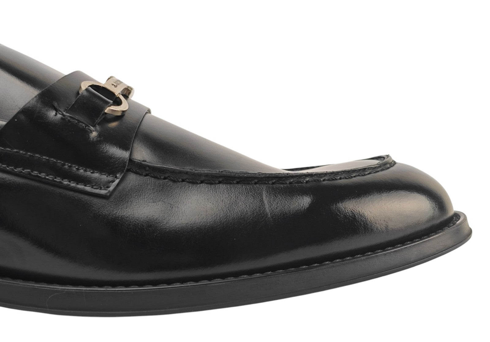 1250$ TESTONI BOLOGNA Black Loafer Shoes Calf + Metal 8 UK / 9 US / 42 IT
