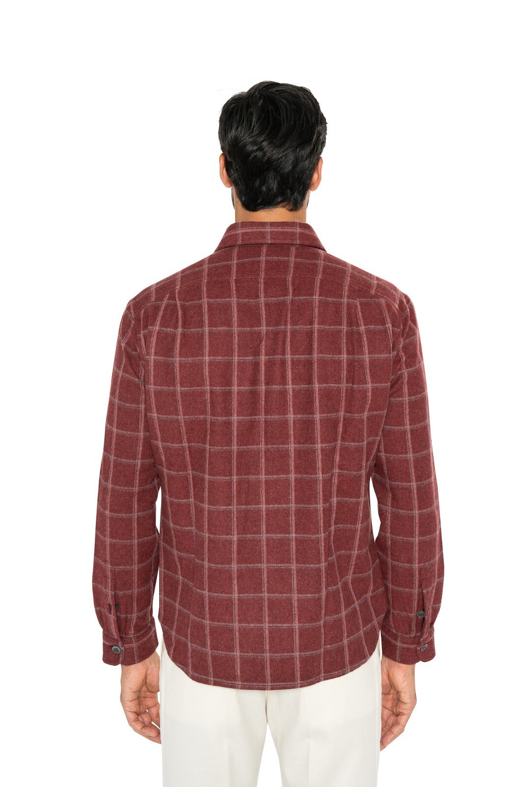$1600 ISAIA NAPOLI Burgundy Hand-Sewn Overshirt Jacket Cashmere / Wool Size M
