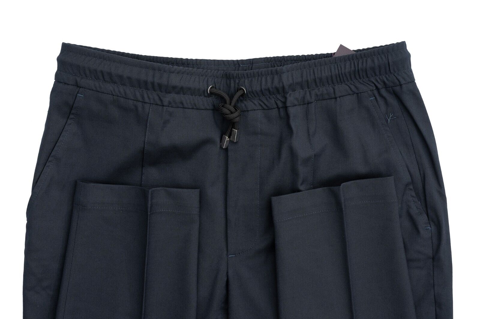 1100$ ISAIA NAPOLI Blu Drawstring Trousers Pant Striped Wool Blend 28 US / 44 EU
