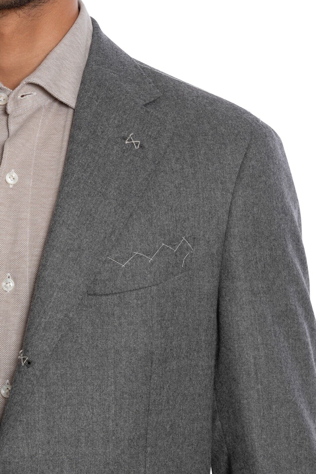 $2250 LUIGI BORRELLI Hand-Sewn Solid Gray Jacket Virgin Wool 42 US / 52 EU