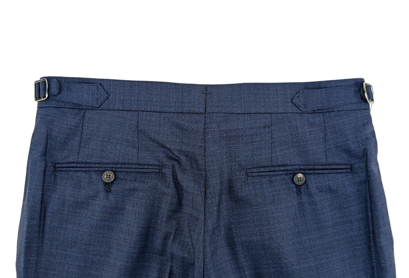 1550$ ISAIA Hand-Sewn Tapered Dress Pant Fine Wool Blue 32 US / 48 EU 8R