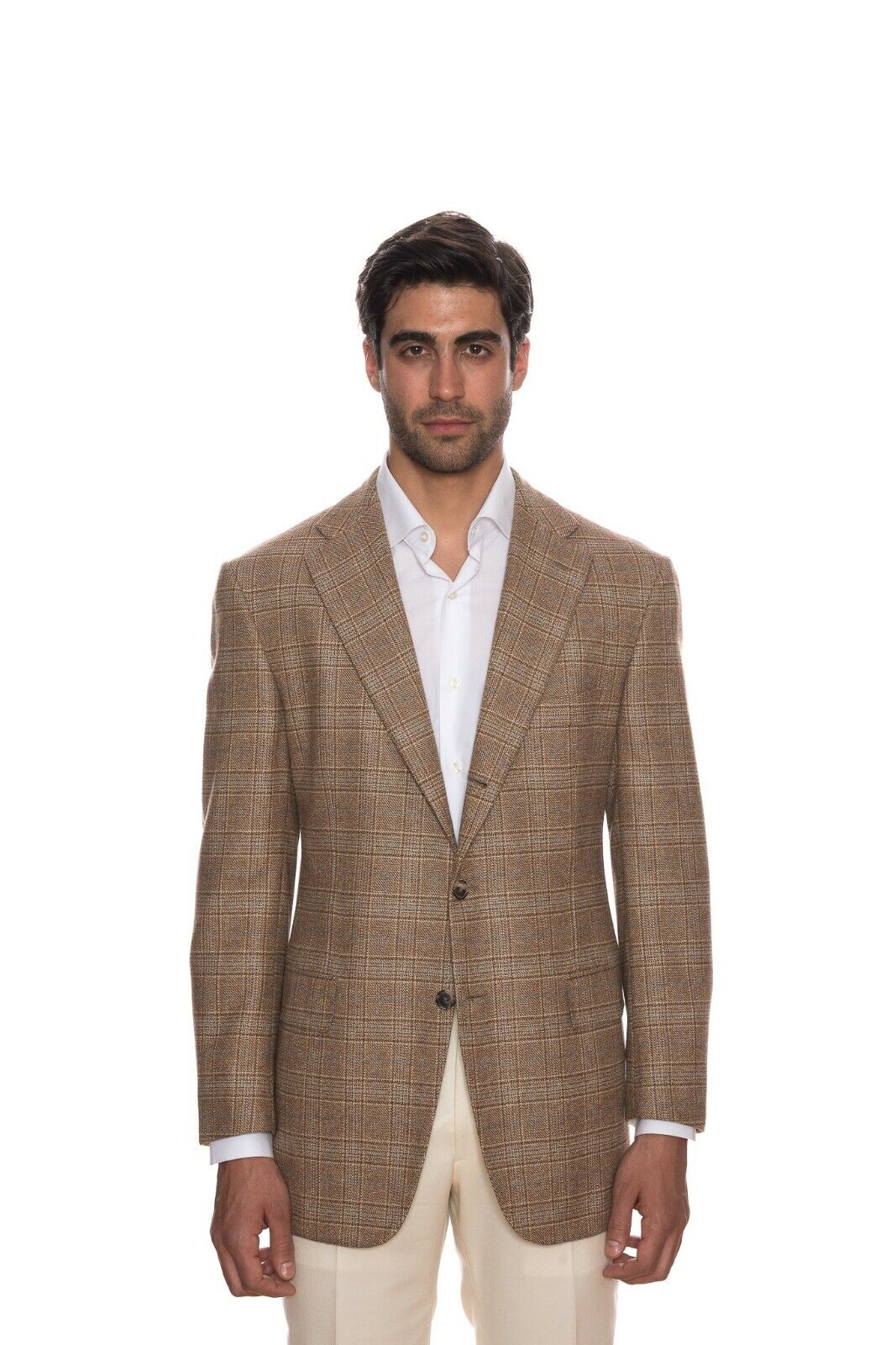$2595 D'AVENZA Brown Orange Lambswool Cashmere Jacket Sewn in Italy 40 US 50 EU