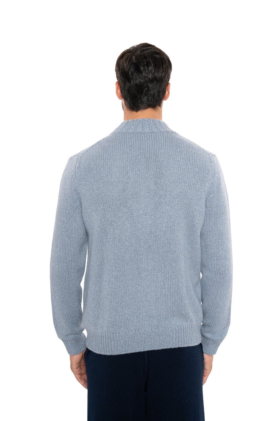 $2200 FEDELI Light Blue Cardigan Jacket Zip 100% Cashmere Malfilè 40 US / 50 EU