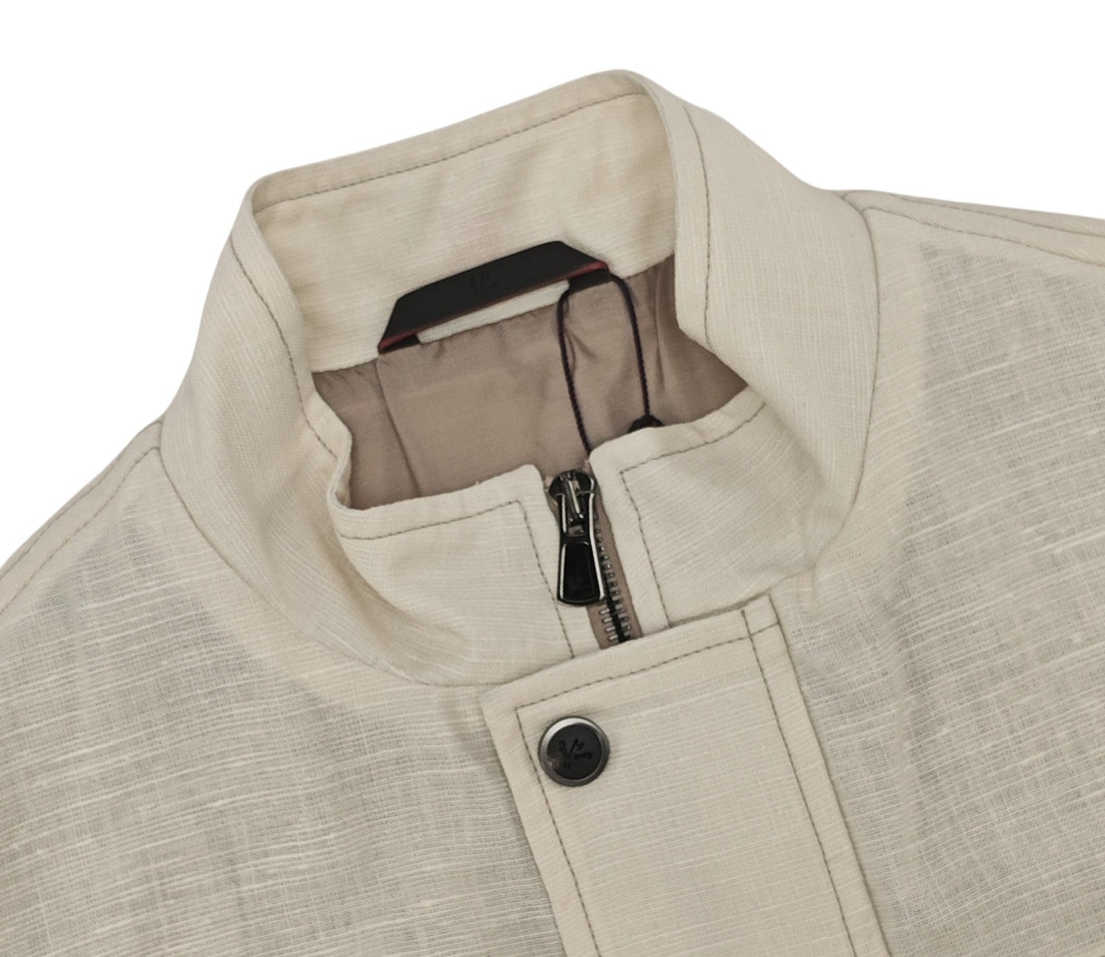$3100 ISAIA Beige / Ivory Field Vest Jacket Techno Wool - Linen 38 US / 48 EU R