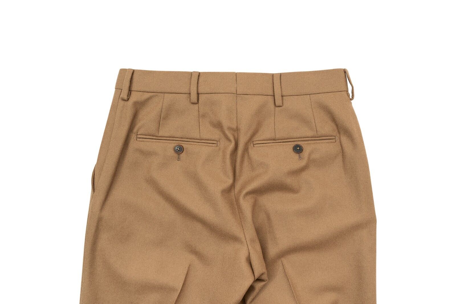 1250$ ISAIA NAPOLI Camel Hand-Sewn Sartorial Dress Pant Stretch Wool Twill