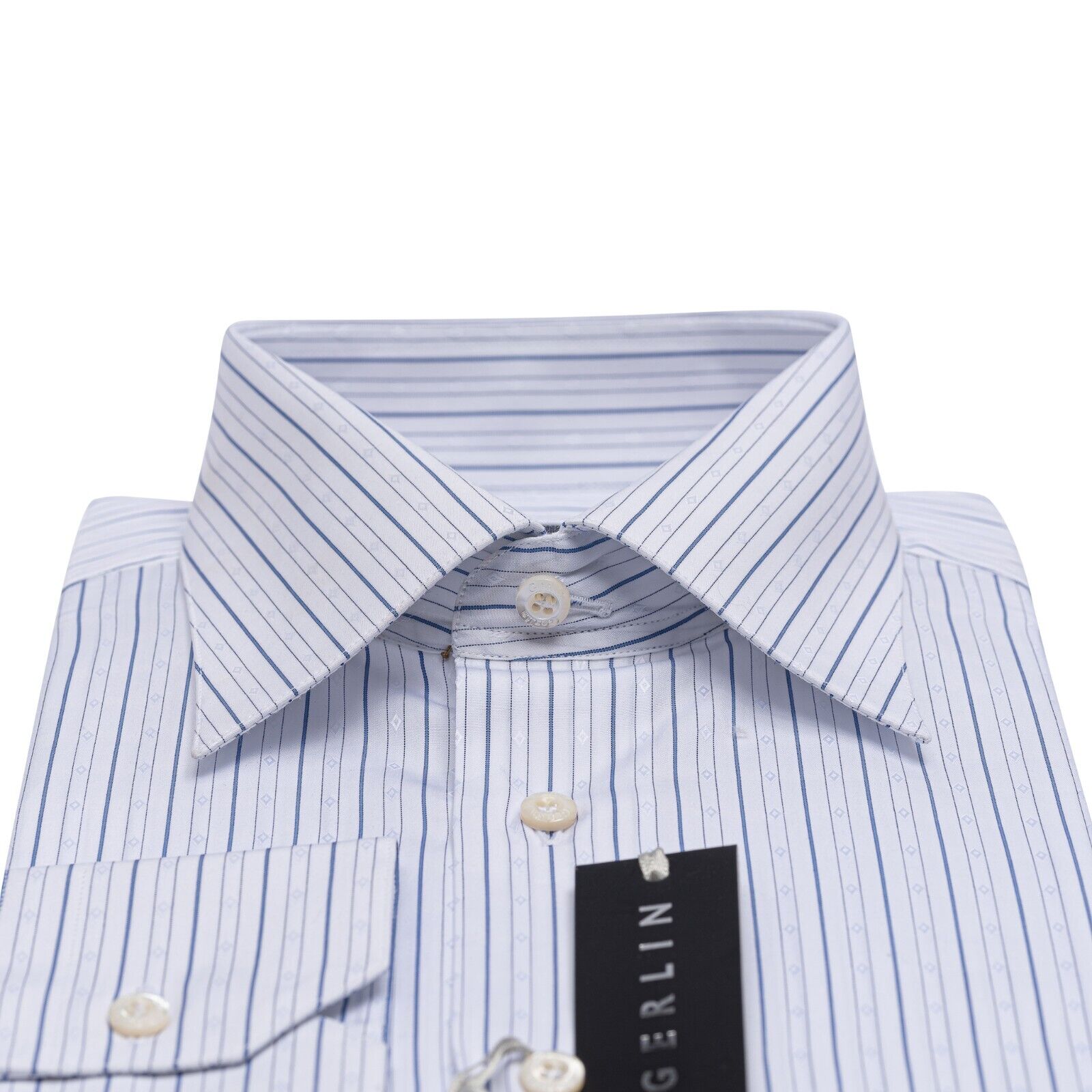 690$ LUXURY GERLIN Shirt White Striped ALUMO Cotton 16 - 41 2AF ZILLI