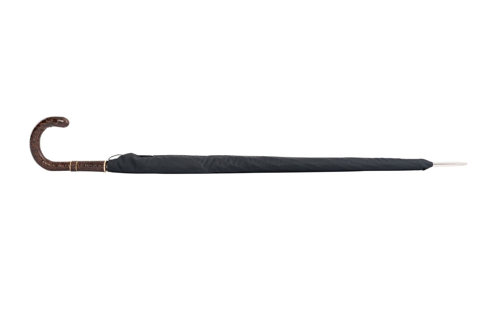 RARE MARIO TALARICO NAPOLI Umbrella Black Handmade 60's Handle in Turtle Leather