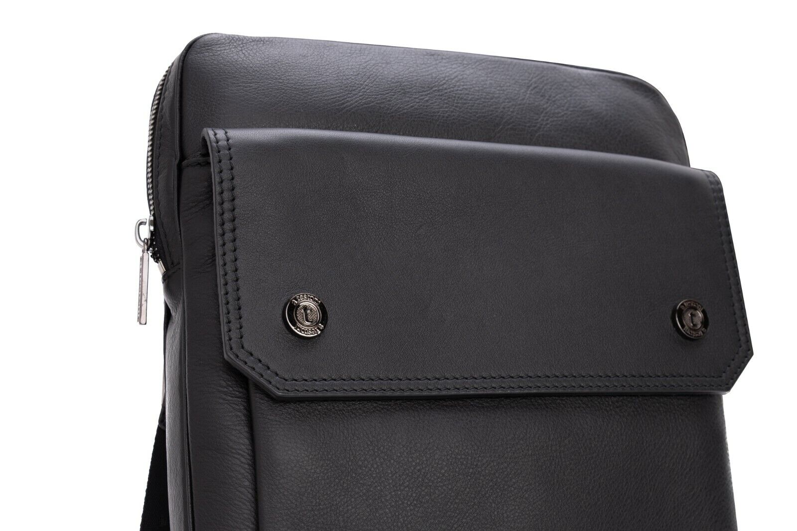 $590 Testoni Bologna Black Calf Clutch Bag with Shoulder Strap + Tablet Case