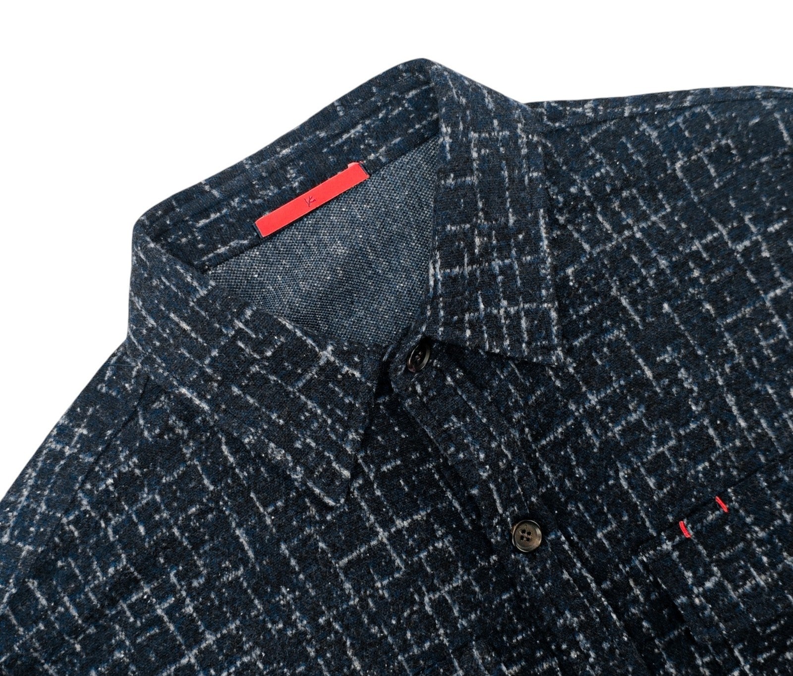 $1650 ISAIA Blue Hand-Sewn Overshirt Jacket Wool - Silk - Cotton Size L