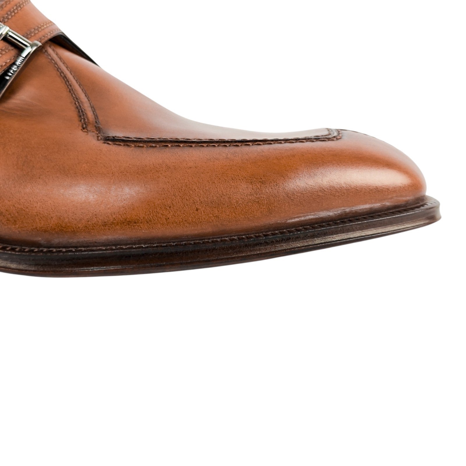 1250$ TESTONI Monk Shoes Buckle Caramel Washed Calf 8 UK / 9 US / 42 IT