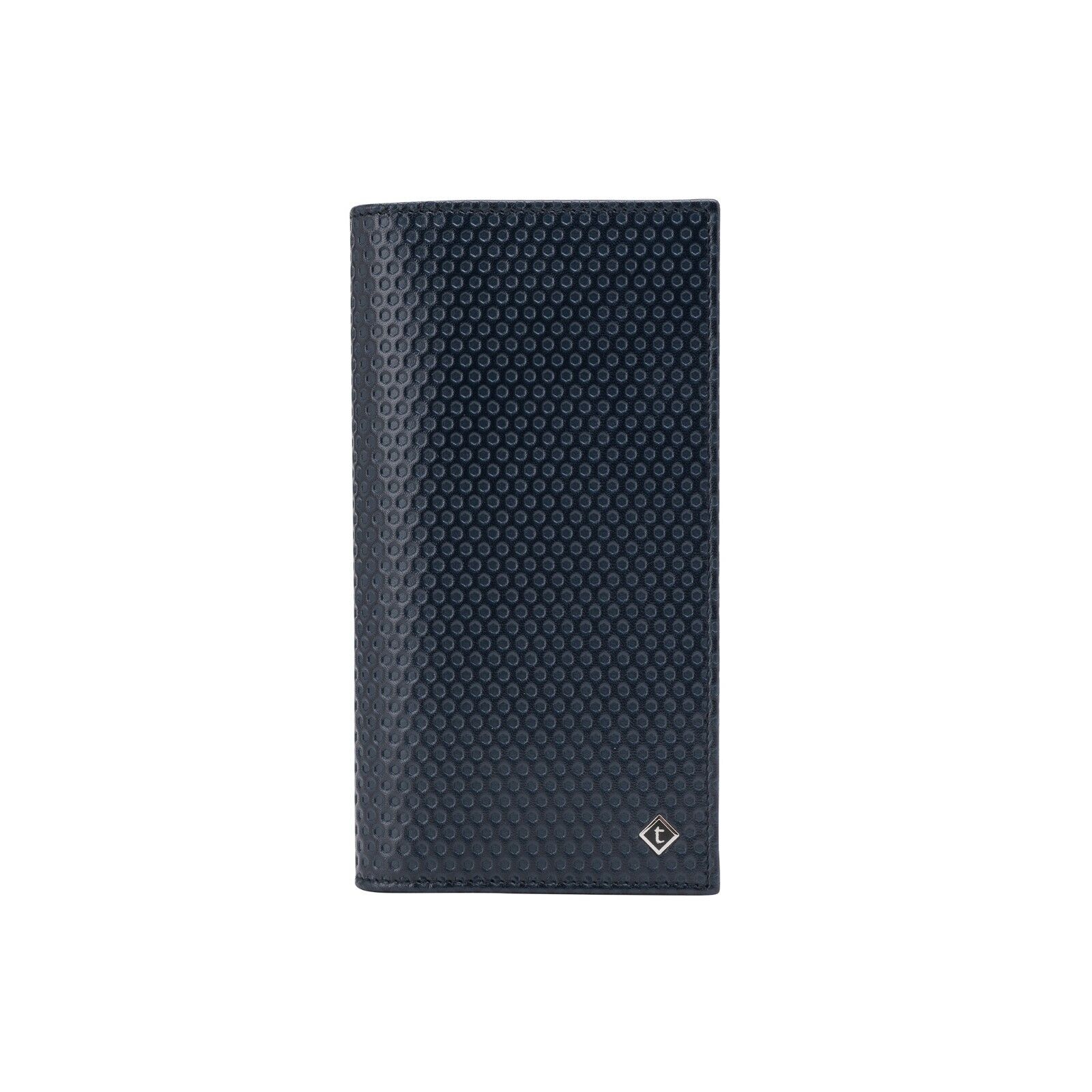 $380 Testoni Bologna Blue Navy Document Holder Long Wallet Honeycomb Calf