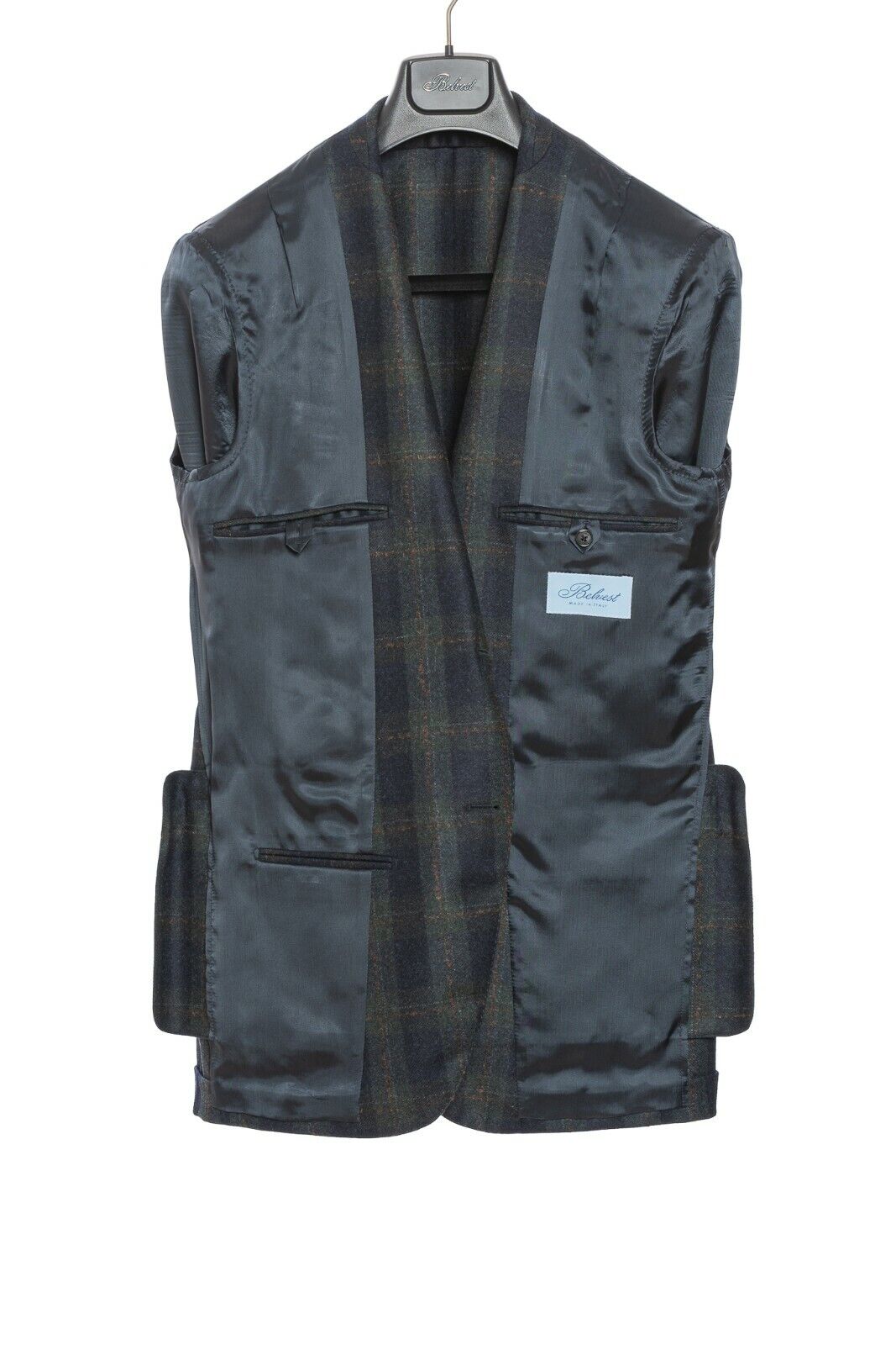 2250$ BELVEST Jacket Flannel Wool 100's Checks 40 US / 50 EU 8R Super Slim Fit