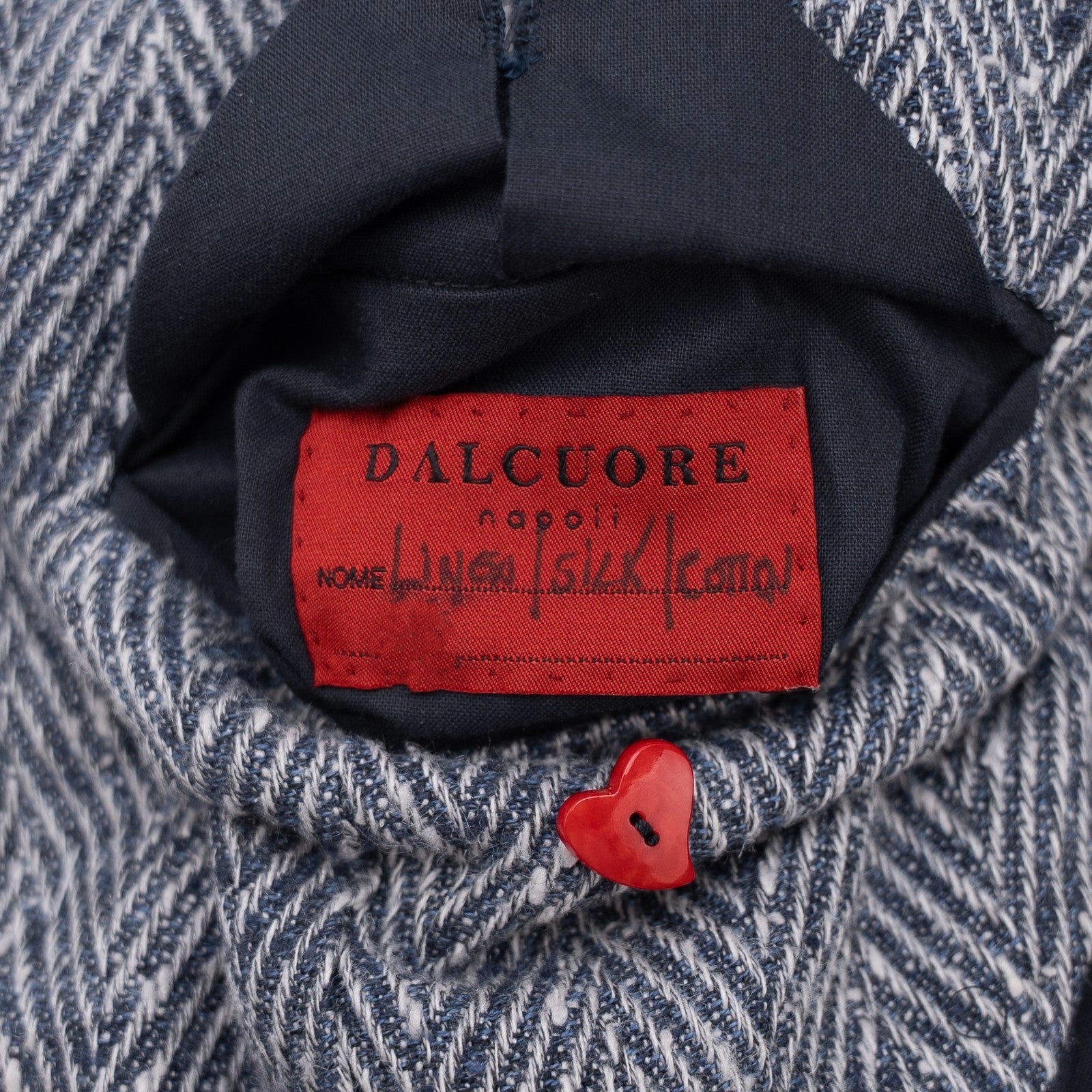 Sartoria DALCUORE NAPOLI Hand-Sewn Jacket Sport Coat Linen Silk Cotton Blue