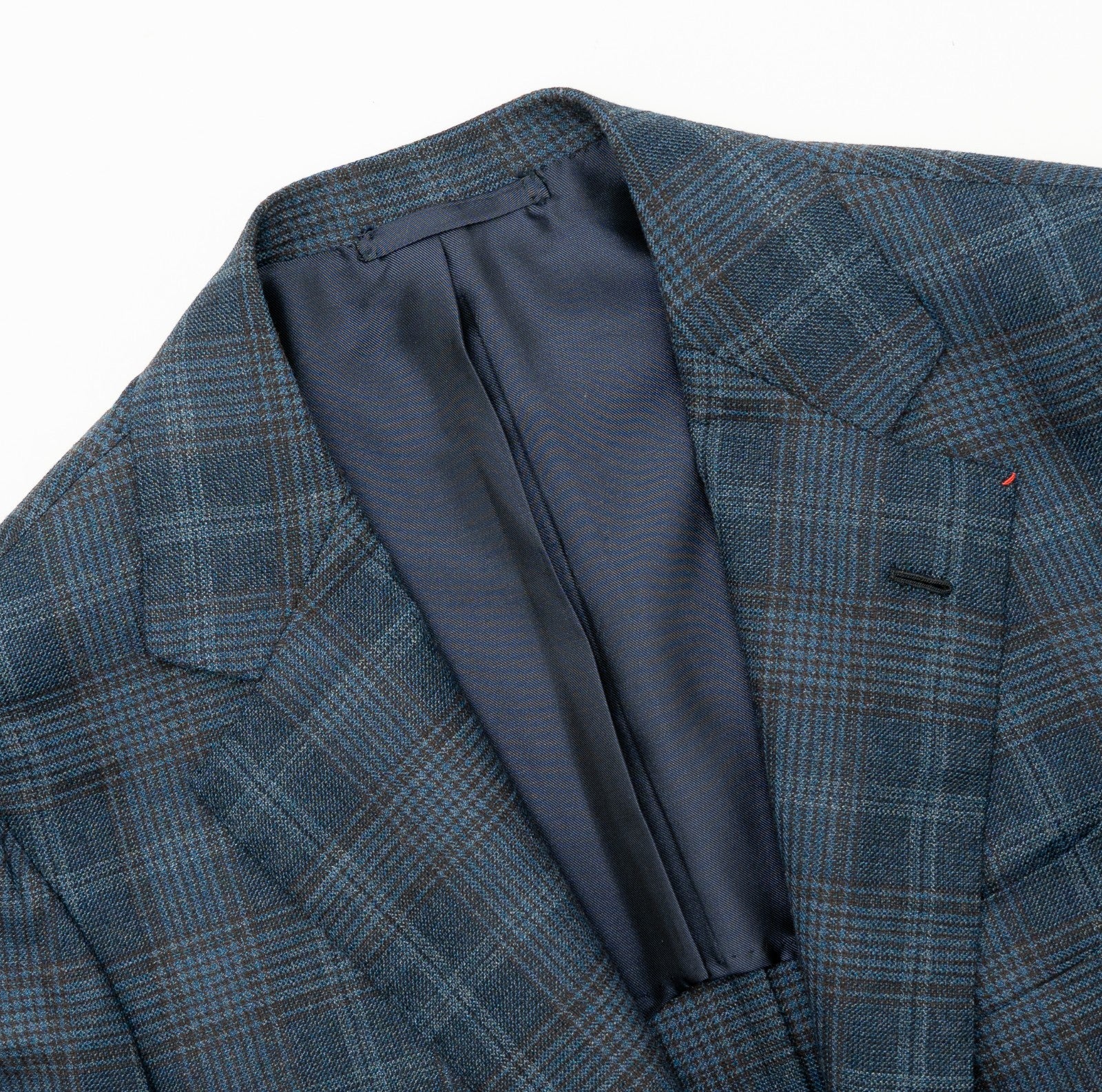 Sartoria DALCUORE NAPOLI Total Hand-Sewn Jacket Sport Coat Wool Blue Glen Plaid