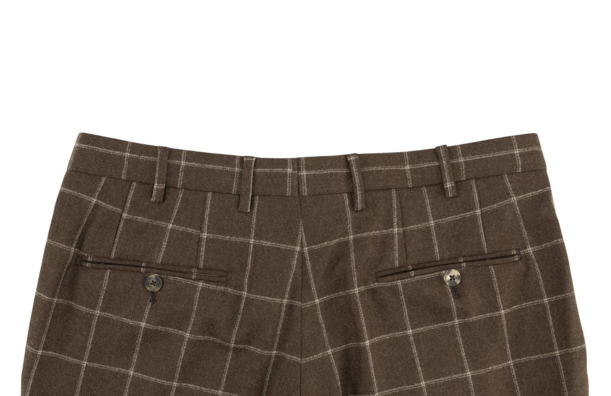 $6850 ISAIA NAPOLI "Capri" Brown Suit Hand-Sewn Black Sheep Wool Windowpane